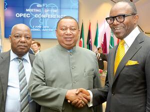 Mohammed Sanusi Barkindo from Nigeria (center) takes over as Secretary General from the start of August. (Nigeria Newsdesk)
