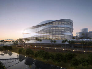 A rendering shows the future Omantel headquarters in Muscat, which profits from the $130 million sukuk would help fund when issued. (HDR Inc.)