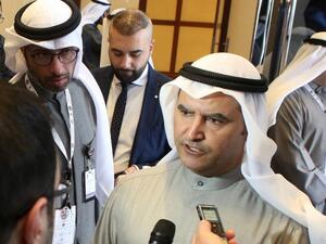 Kuwaiti oil minister Essam al-Marzouk speaks to the press in Kuwait City on February 13, 2017. (AFP/Yasser Al-Zayyat)