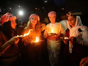 Yazidis in northern Iraq celebrating the Festival of Assembly (Twitter)