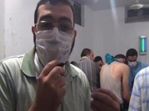 The same town was brutally attacked with nerve gas in 2013. In footage uploaded to YouTube, doctors explained the symptoms of those killed by the nerve gas agent. (YouTube/BBC)