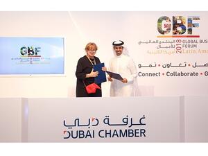 The agreement was signed by Hamad Buamim, President and CEO of Dubai Chamber, and Mónica De Greiff, Executive President of the Bogotá Chamber of Commerce. 
