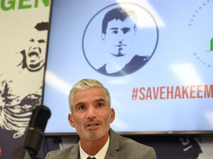 Former Australian football captain Craig Foster speaks during a press conference calling for the release of former Bahrain national footballer Hakeem Alaraibi from a Thailand detention centre