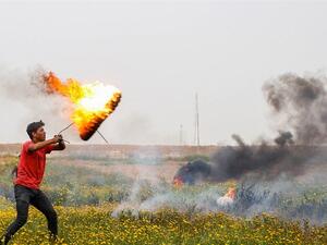 Palestinian Trying to Launch Incendiary Kites (Twitter)