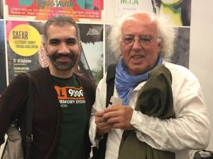 Koutaiba Al-Janabi and Joseph Fahim entering the theatre for the European premiere of Stories of Passers Through Safar Film Festival (Twitter)