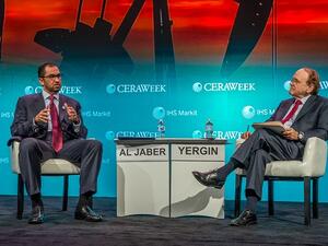 Dr. Sultan Ahmed Al Jaber, UAE Minister of State and ADNOC Group CEO, speaking at CERAWeek. 