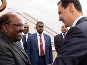 Sudan’s Omar al-Bashir received by Bashar Al-Assad in Damascus Airport. (Twitter)