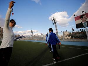 Maha Jannoud, believes she is the first woman in the Middle East to coach a professional men's side. (Twitter)