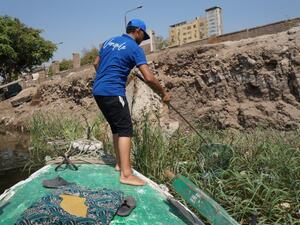 “Youth for the Nile” stand against the Nile river’s pollution. (Twitter)