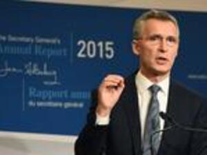 NATO Secretary General Jens Stoltenberg presents the 2015 NATO annual report during a press conference in Brussels, January 28, 2016. (AFP/Emmanuel Dunand)