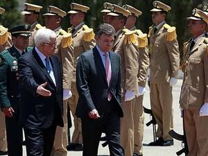 الرئيس الفلسطيني ونظيره الكولومبي في رام الله في عام 2013
