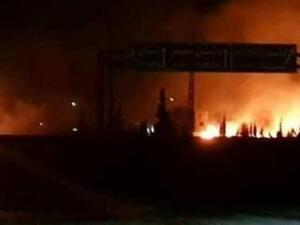 صورة نشرتها وكالة الانباء السورية "سانا" لما تقول انه حريق ناجم عن اسقاط الصاروخين قرب دمشق
