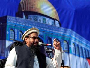 حافظ سعيد يتحدث خلال المهرجان
