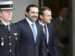 ماكرون والحريري بعد انتهاء الاجتماع في الاليزيه

