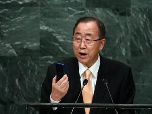 الامين العام للامم المتحدة بان كي مون في افتتاح اعمال الجمعية العامة في نيويورك

