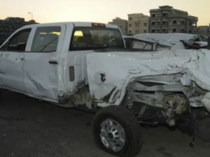 صورة وزعتها وزارة الداخلية الكويتية للسيارة التي كانت تقل الأمريكيين الخمسة الذين يتهم سليمان بمحاولة قتلهم
