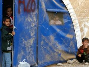 اطفال نازحون من الموصل في مخيم قرب اربيل
