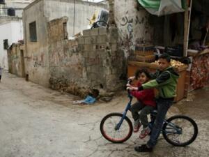 اطفال فلسطينيون في مخيم الأمعري قرب رام الله
