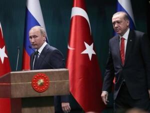 الرئيس التركي رجب طيب اردوغان ونظيره الروسي فلاديمير بوتين
