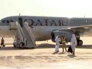 صورة من فيديو نشرته وزارة الداخلية العراقية لصيادين قطريين افرج عنهم الجمعة 21 نيسان/ابريل

