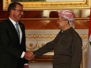 الزعيم الكردي مسعود بارزاني يستقبل كارتر في اربيل
