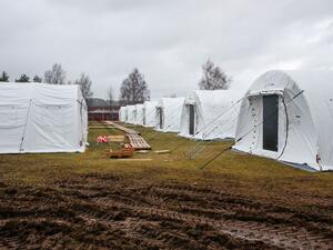 A refugee camp outside of Lund, Sweden (AFP/Drago Prvulovic)