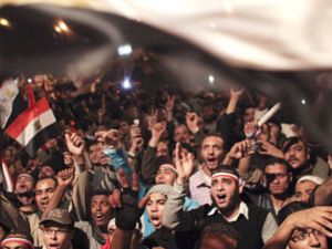 ابتهاج في ميدان التحرير