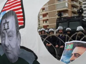 جانب من الاعتصام أمام السفارة المصرية قي لبنان/أ.ف.ب 