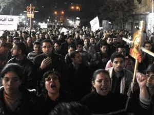متظاهرون اقباط في القاهرة
