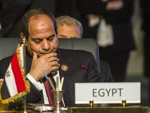 President Sisi at the African summit meeting in Sharm el-Sheikh. (AFP/Khaled Desouki)