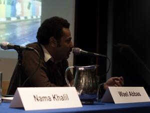 Wael Abbas giving a speech at Arab American National Museum in Michigan, US, in November 2013. (Wael Abbas Facebook Account)