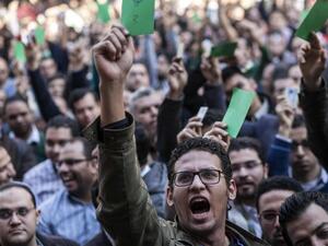 Activist Haitham Mohamadeen was arrested amid protests against Egypt's deal with Saudi Arabia transferring the islands of Tiran and Sanafir to Saudi Arabia. (AFP/File)