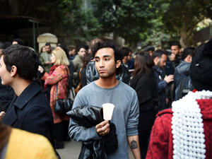 Activists and Italian nationals living in Egypt take part in a rally in memory of Italian student Giulio Regeni on February 6, 2016, outside of the Italian Embassy. (AFP/File)