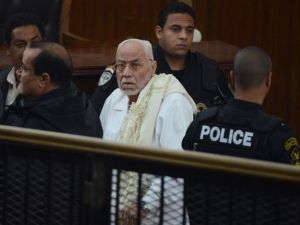 This file photo taken on February 28, 2015 shows Egypt's former Muslim Brotherhood supreme guide Mohammed Mahdi Akef looking on during his trial in the capital Cairo (Mohamed El-Shahed/AFP)