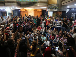 Protests in Cairo against the decision to sell the Red Sea islands to Egypt. (AFP)