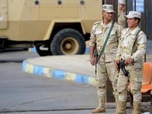 Egyptian soldiers stand guard at a hospital in North Sinai mosque on November 24, 2017. (AFP/ File Photo)
