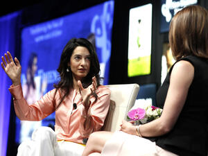 Amal with Dallas TV anchor Shelly Slater. (Twitter)