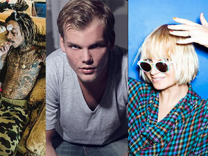 Wiz Khalifa aka Cameron Jibril Thomaz, Avicii aka Tim Bergling, and SIa aka Sia Kate Isobelle Furler. (Facebook)