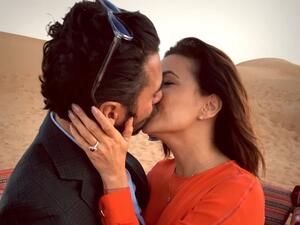 Jose Antonio Baston kissing his wife-to-be Eva Longoria in Dubai. (Instagram)