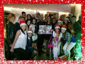 Carole Samaha with her Sayeda show cast and crew on Christmas (Image courtesy of her Twitter)