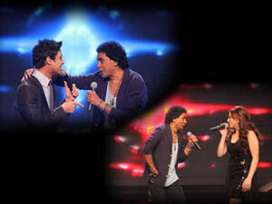 Mohamed Mounir mixes it up with contestants and judges on Arab Idol