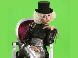 Myriam Fares pulls of Charlie Chaplin look (courtesy of Myriam Fares Facebook page)