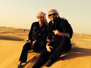 Adriana Lima posing in the desert of Dubai before her Mall of the Emirates autograph signing. (Image: Facebook)