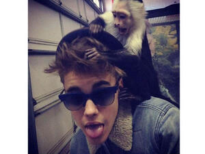 Ninteen-year-old singer Justin Bieber keeps monkeyin' around. (Photo: Justin Bieber's Instagram)