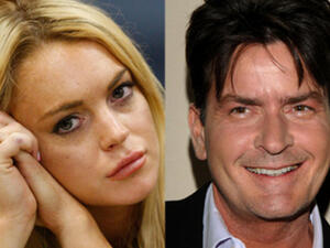 نجما هوليوود ليندسي لوهان وتشارلي شين