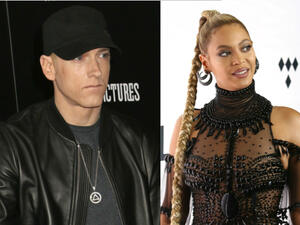 Eminem recently admitted that it's been on his "wish list for a long time" to join forces with Beyonce (Source: DFree - JStone  Shutterstock)