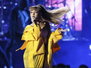 A Sept. 24, 2016 file photo of Ariana Grande performing at the 2016 iHeartRadio Music Festival in Las Vegas.