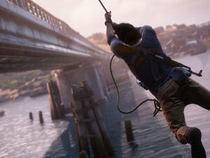 Tom Holland's making a career out of wisecracking and swinging across the occasional chasm. (Uncharted 4: A Thief's End / Sony Computer Entertainment)