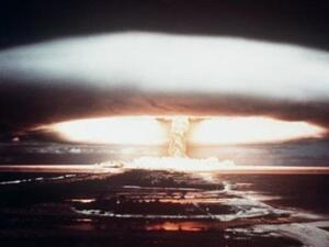 A picture taken in 1971 shows a nuclear explosion in Mururoa atoll, French Polynesia. (AFP/File)