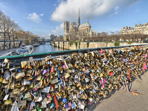 French authorities began removing the 'love locks' after a section of the bridge partially collapsed under the weight. (Shutterstock)